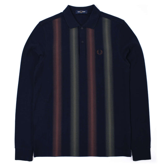 M8685 Ombre Stripe LS Polo Shirt