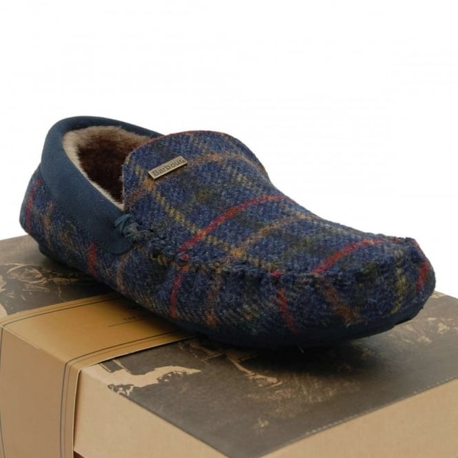 barbour mens navy monty slippers